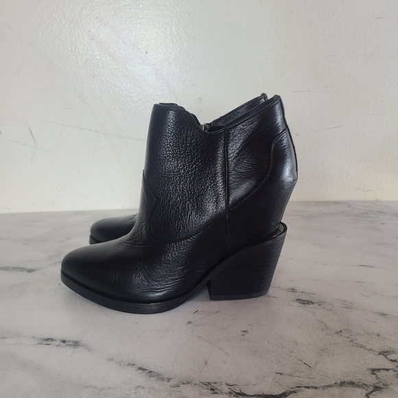 ASH Lula Black Leather Wedge Heel Ankle Booties 6.5 NEW - Picture 2 of 8